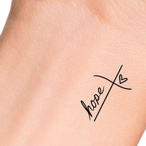 Hope Cross Heart Temporary Tattoo Etsy