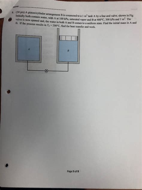 Solved Name 30 Pts A Piston Cylinder Arrangement B Is Chegg