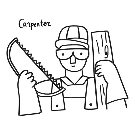 Premium Vector Carpenter Vector Hand Drawn Outline Illustration On