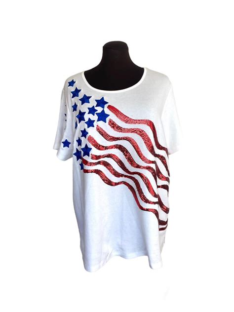 Quacker Factory American Flag Sequin Embroidered Shor Gem