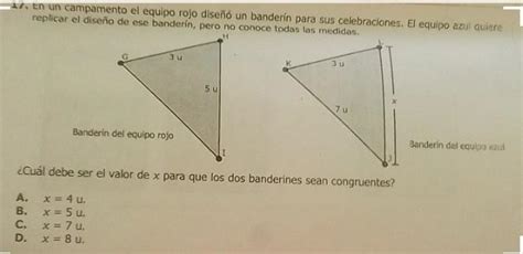 17 En un campamento el equipo rojo diseñó un banderín para sus