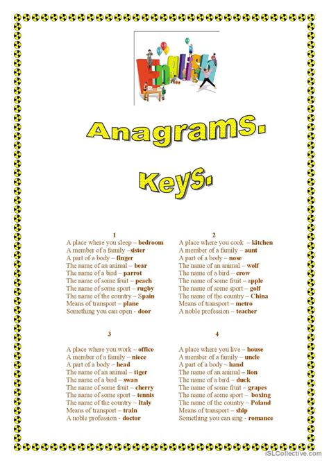 Anagrams English Esl Worksheets Pdf Doc