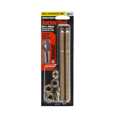 Ramset M12 X 160mm Zinc Plated Anchor Stud 4 Pack Bunnings Warehouse