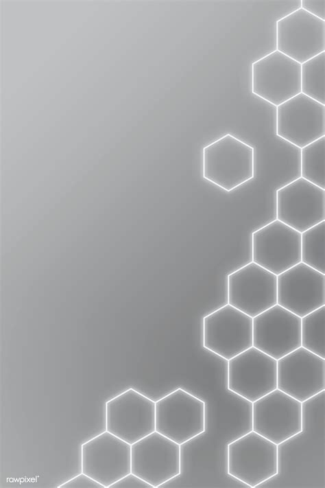 Download Premium Image Of Glowing Gray Neon Hexagonal Patterned