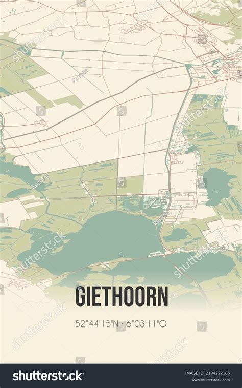 Retro Dutch City Map Giethoorn Located Stock Illustration 2194222105 ...