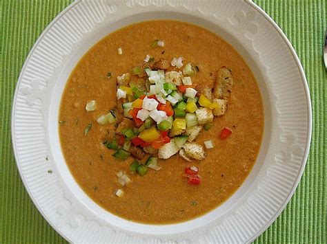 Gazpacho Kalte Gem Sesuppe Mit W Rzigen Croutons Von Jalisp Chefkoch