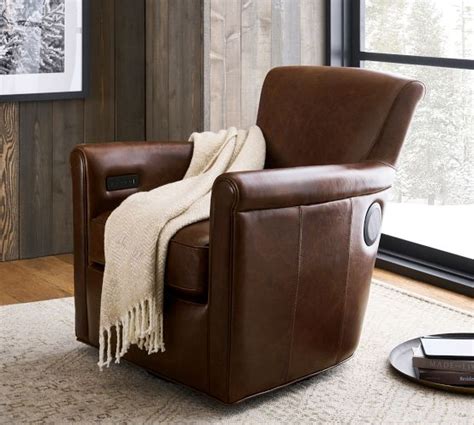 Irving Roll Arm Leather Gaming Chair Pottery Barn