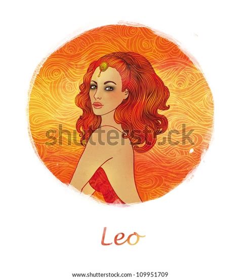 Illustration Leo Zodiac Sign Beautiful Girl Stock Illustration