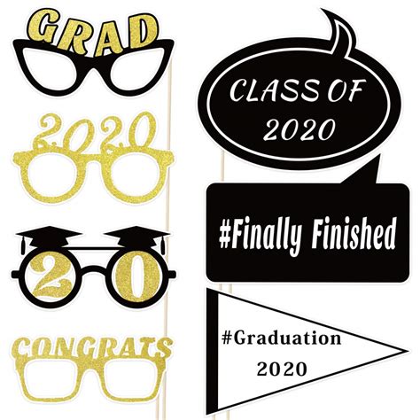 Amosfun Graduation Photo Booth Props Class Of Congrats Grad