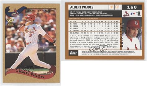 2002 Topps Gold 160 Albert Pujols St Louis Cardinals Baseball Card Ebay