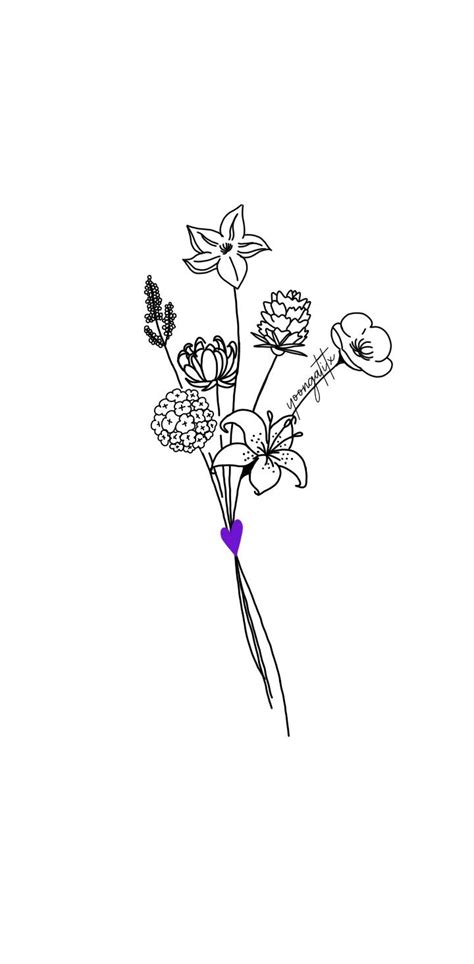 BTS flower tatto Tatuajes bonitos Ideas de tatuaje pequeño Tatuajes