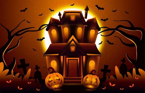 Halloween Haunted House Background 11947725 Vector Art At Vecteezy