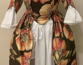 Robe A Langlaise Th Century Gown Size Etsy