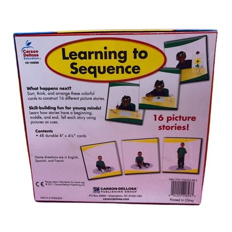 Carson Dellosa Learning To Sequence 3 Scene Board Game Homeschool Classroom