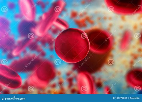 D Illustration Of Red Blood Cells Erythrocytes Close Up Under A