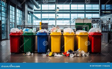 Multi Colored Waste Sorting Boxes Generative Ai Stock Illustration