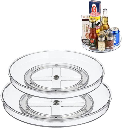 Toosoar Pack Plateau Tournant Frigo Rotatif Lazy Susan Plateau