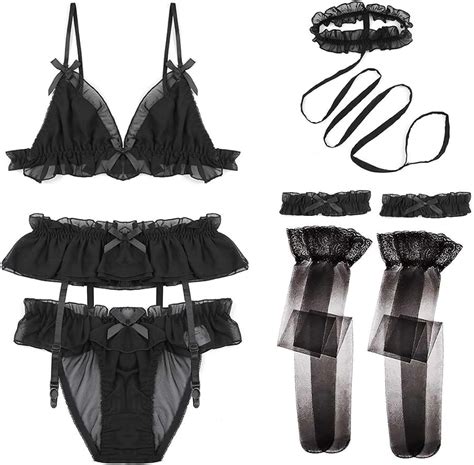 Varsbaby Women S Ruffle Trim Lingerie Set Sexy Lingerie Set 6 Piece