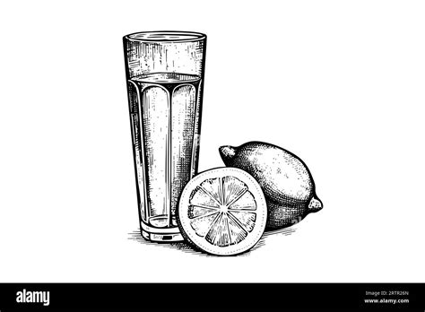 Drink Lemonade With Lemon Hand Drawn Engraving Style Vector Illustration Stock Vector Image