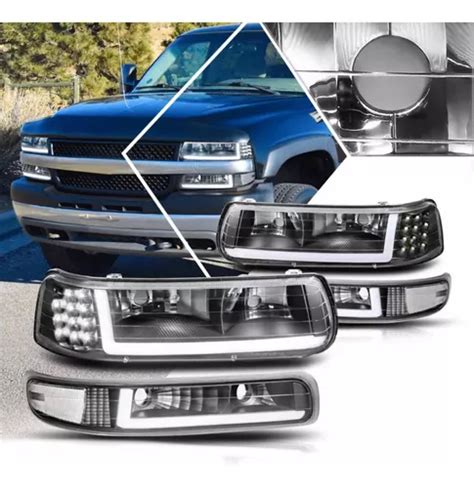 Faros Led Drl Chev Silverado Cheyenne 1999 2000 2001 2002 Meses Sin