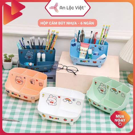 SIÊU CỰC HOT Kệ đựng bút dụng cụ trang điểm mỹ phẩm Tặng kèm Sticker dán cute để bàn ngăn