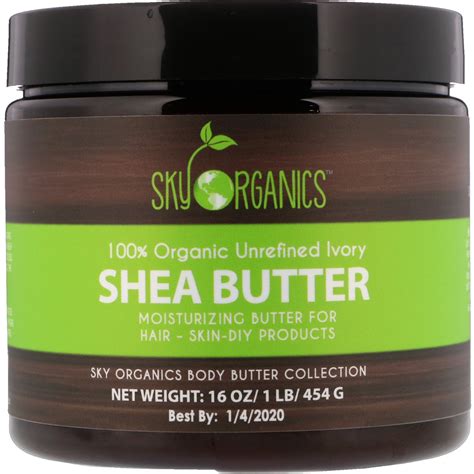 Sky Organics Shea Butter 100 Organic Unrefined Ivory 16 Fl Oz 454 G