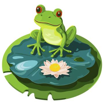 Frog On A Lily Pad Clipart Illustration Of A Red Frog Sitting On A Lily ...