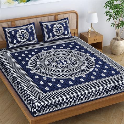 Buy SheetKart Cotton Mandala Floral Motif Printed Jaipuri Bedsheet For