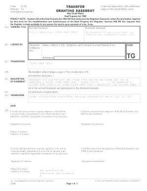 Fillable Online Tg V Transfer Granting Easement Fax Email Print