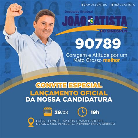 João Batista convida população para lançamento de candidatura em Cuiabá