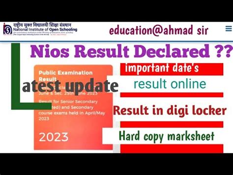 Nios Result Declared Nios Result Update Nios October Result Nios