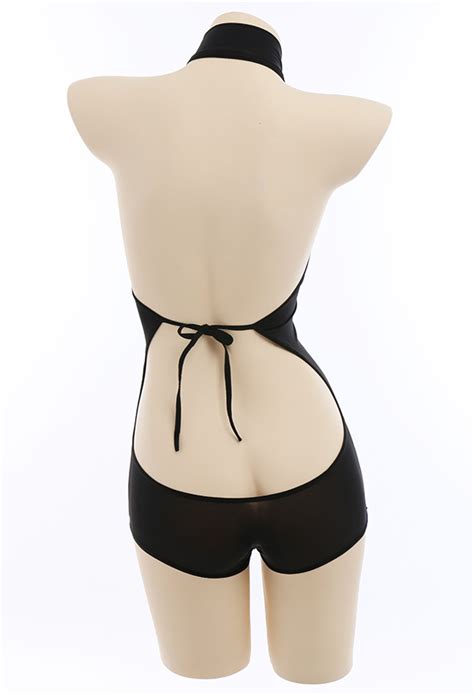 Woman Fashionable Sexy Halter Lingerie Gothic Lingerie Outfit Black