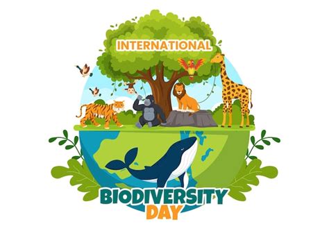 Día mundial de la biodiversidad el 22 de mayo ilustración con