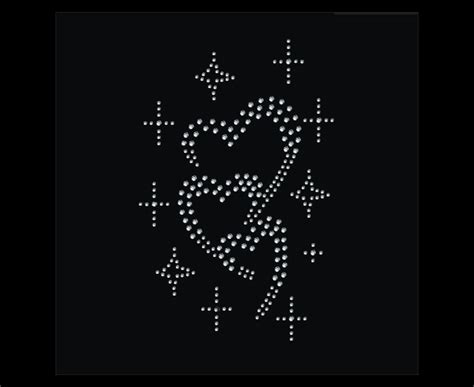 Heart Rhinestone Transfer Bling Hot Fix Iron On Patch Motif Design Transfer TT Etsy