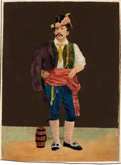 Cabinet Size Rome Man In Traditional Costume Ciociaro Hand Colored