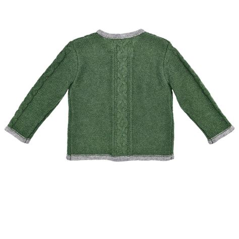 BONDI Jungen Trachten Strickjacke mit Zopfmuster 91639 Grün Jacken