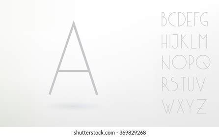 Linear Minimalistic Uppercase Alphabet Latin Letters Stock Vector