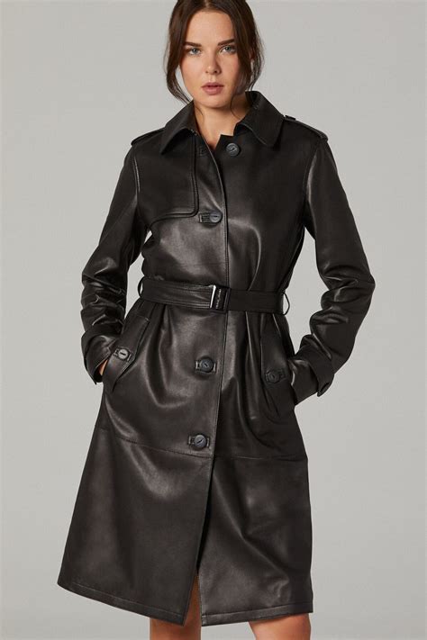 Ladies Leather Trench Coat Trench Coat Women Leather Coat Etsy