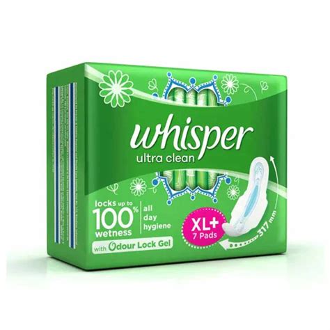 Whisper Ultra Clean Wings Sanitary Pads For Women Xl 7 Napkins