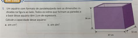 Solved Em Casa Um Aqu Rio Formato De Paralelep Pedo Tem As