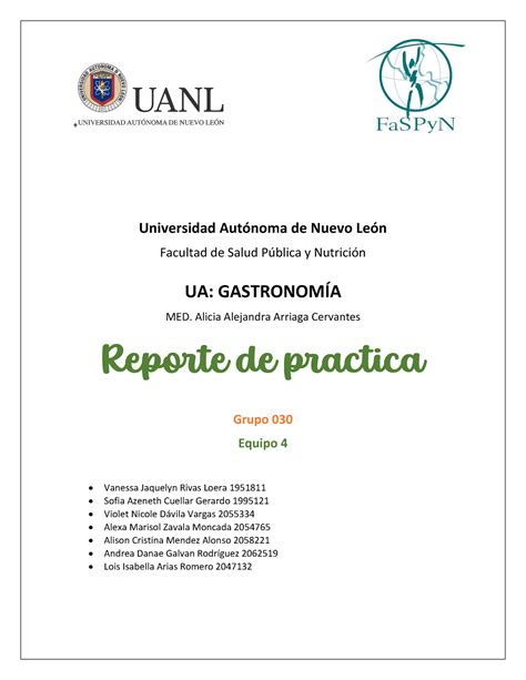 Reporte De Practica Equipo Universidad Aut Noma De Nuevo Le N