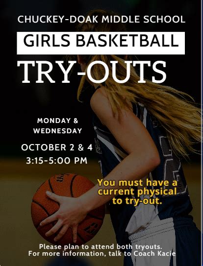 Girls Basketball Try Outs Chuckey Doak Middle School