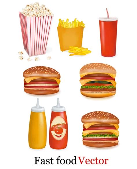 Big Group Of Fast Food Products Vector Illustration Stock Vector Image