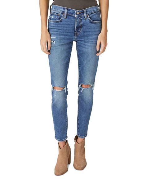 Lucky Brand Ava Mid Rise Ripped Skinny Jeans In Blue Lyst