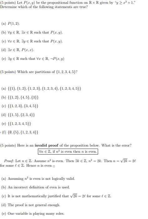 Solved Points Let P X Y Be The Propositional Function Chegg