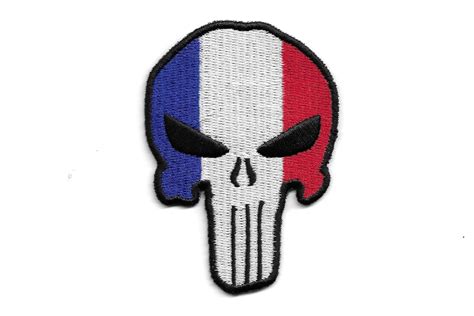 Skull France Flag Embroidered Patch Iron On Etsy