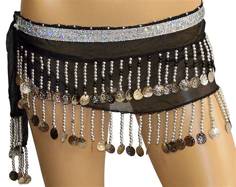 Tribal Belly Dance Hip Scarf Accessory With Silver Coin Jons Imports Inc