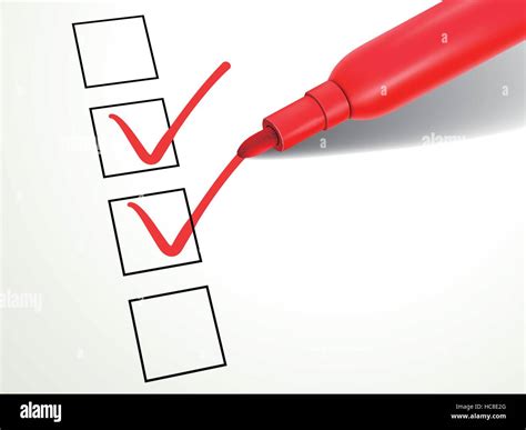 Close Up Look At Red Pen Marking On The Check Box Stock Vector Image