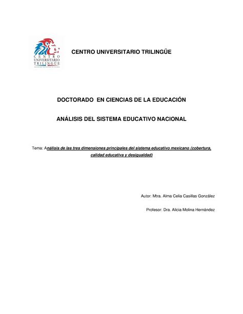 Análisis De Las Tres Dimensiones Principales Del Sistema Educativo