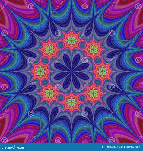 Abstract Floral Fractal Kaleidoscope Background Stock Vector